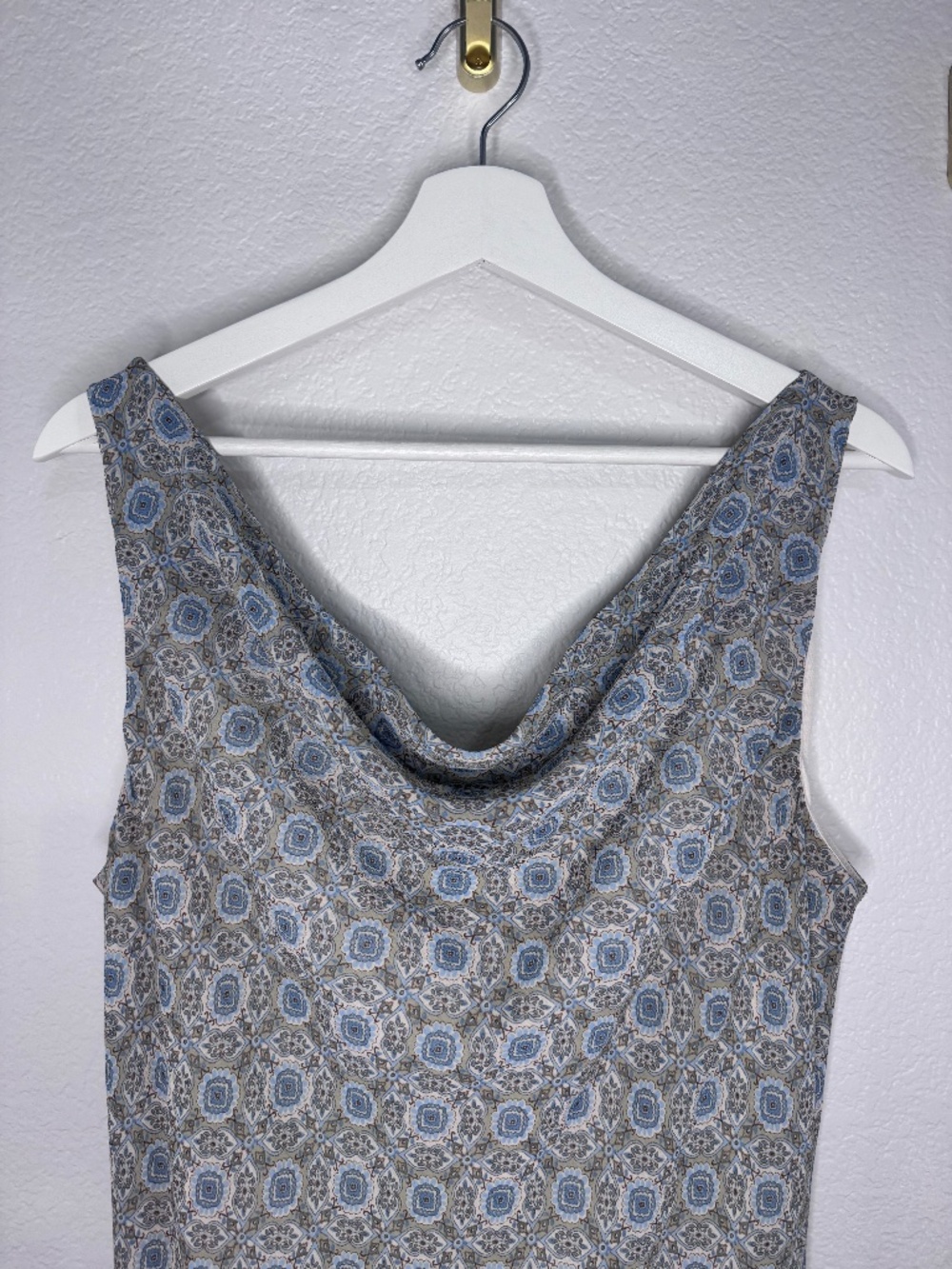 1990’s Vintage Cowl Neck Paisley Medallion Geometric Classic Midi Dress